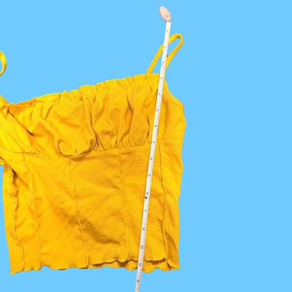 ✨ SHEIN Yellow Ruched Corset Crop Top (Size M) - Picture 4 of 6